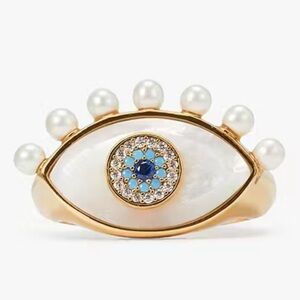Kate Spade Evil Eye Ring ~ Mother of Pearl Rhinestone All Seeing Eye Cocktail